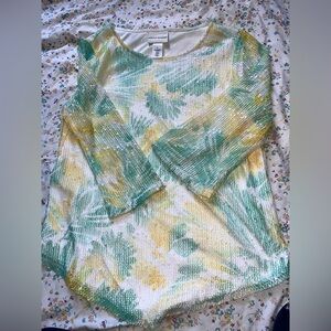 Alfred Dunner Vibrant Green and Yellow top